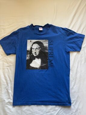 Supreme Royal Blue Mona Lisa Vertical Logo Tee